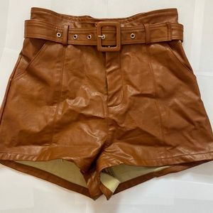 Brown fake Leather shorts-Altard State